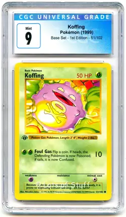 CGC 9 MINT Koffing Base Set 1st Edition 1999 Pokemon WOTC 51/102 -13 - Image 1