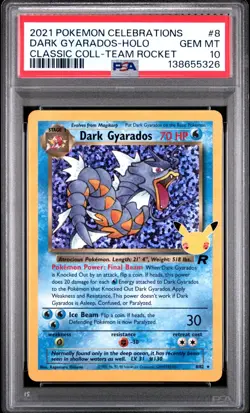 Pokemon Dark Gyarados 8/82 Holo Celebrations Classic Collection PSA 10 GEM MINT - Image 1