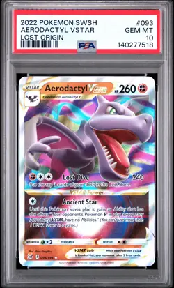 2022 POKEMON SWORD & SHIELD LOST ORIGIN #093 AERODACTYL VSTAR PSA 10 - Image 1