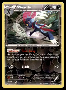 Weavile 61/114 Rare Steam Siege Pokemon Reverse Holo Near Mint - Image 1