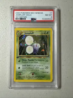 Jumpluff-Holo 1st Edition Pokemon Neo Genesis 1st Edition 7 NM PSA NM-MT 8-4672 - Image 1