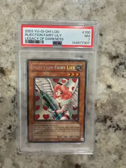 Yugioh 2003 Injection Fairy Lily LOD-100 PSA 7 Secret Rare - Image 1