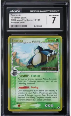 Pokemon CGC 7 Snorlax Delta Species Reverse Holo Dragon Frontiers 10/101 2006 - Image 1