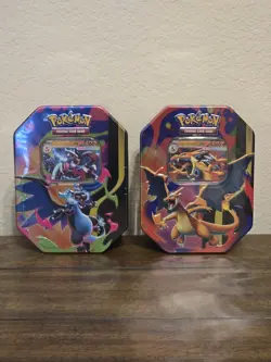 Pokemon TCG Mega Charizard X & Y ex Tins - Sealed (SET OF 2) - 8 Booster Packs - Image 1