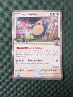 Hop's Snorlax STAFF SVP 184 Journey Together Pokemon Card Promo Pre Release - Image 1
