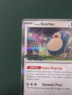 Hop's Snorlax STAFF SVP 184 Journey Together Pokemon Card Promo Pre Release - Image 2