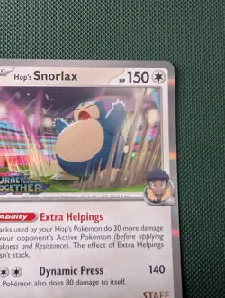 Hop's Snorlax STAFF SVP 184 Journey Together Pokemon Card Promo Pre Release - Image 3