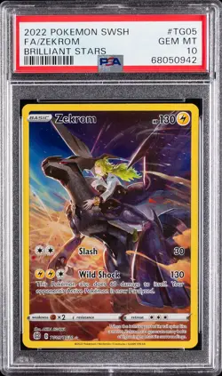 2022 POKEMON SWORD & SHIELD BRILLIANT STARS #TG05 FULL ART/ZEKROM PSA 10 - Image 1