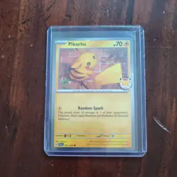 Pikachu 051/162 SV05: Temporal Forces (Pokemon Day 2026 Stamp) Cosmos Holo - Image 1