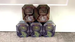 Pokemon TCG Triple Whammy Tins Lot - 3 Tyranitar Tins & 2 Slaking Tins - Image 2