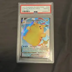 2021 Pokemon SWSH Celebrations PSA 10 Surfing Pikachu VMAX FULL ART Holo #009 - Image 1
