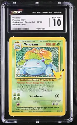 Pokemon Venusaur CGC 10 Celebrations Classic Collection 15/102 Holo - Image 1