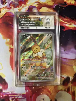 Pokemon Center ETB Prismatic Evolutions Eevee Promo Card 173 Ace 9 Graded! - Image 1