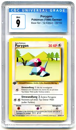 CGC 9 MINT German Porygon Base Set 1st Edition 1999 Pokemon 39/102 -25 - Image 1