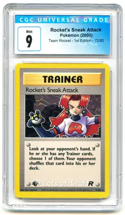 CGC 9 MINT Rocket's Sneak Attack Team Rocket 1st Edition Rare Pokemon 72/82 -50 - Image 1