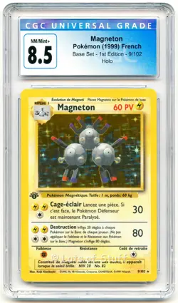 CGC 8.5 NM/MINT+ French Magneton Base 1st Edition Holo Rare Pokemon 9/102 -49 - Image 1