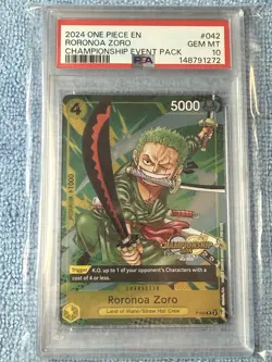 2024 ONE PIECE CHAMPIONSHIP 2024 EVENT PACK #042 RORONOA ZORO PSA 10 - Image 1