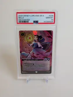 2025 DISNEY LORCANA EN 9-FABLED #226 BELLE ENCHANTED ACCOMPLISHED MYSTIC PSA 10 - Image 1