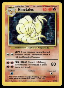 Pokemon Cards Ninetales 12/102 Holo Base Set Unlimited WOTC Rare MP - Image 1