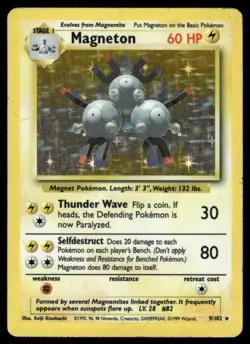 Pokemon Cards Magneton 9/102 Holo Base Set Unlimited Holo Holo Rare HP - Image 1