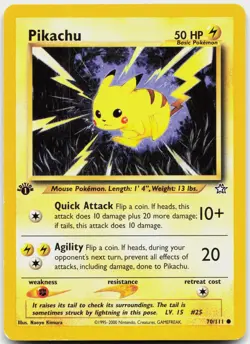 Pikachu 70/111 Common Neo Genesis Pokemon 1st Edition Lightly Played - Image 1