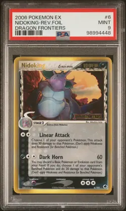 2006 POKEMON EX DRAGON FRONTIERS #6 NIDOKING-REVERSE FOIL PSA 9 - Image 1