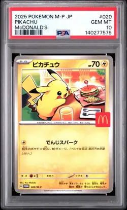 2025 POKEMON JAPANESE M-P MCDONALD'S PROMO #020 PIKACHU PSA 10 - Image 1