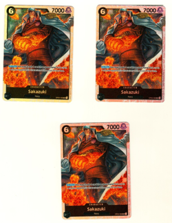 Set Of 3 Sakazuki OP02-099 Super Rare Foil Paramount War One Piece Trading Card - Image 1