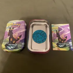 1 Pokemon TCG Prismatic MINI TINS. Umbreon EMPTY NO PACKS INCLUDES COIN AND ART - Image 1