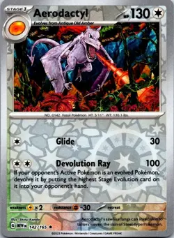 Aerodactyl 151 #142 Reverse Holo Shinji Kanda NM Pokemon Card - Image 1