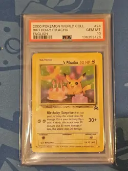 2000 POKEMON PIKACHU WORLD COLL ENGLISH #24 BIRTHDAY PIKACHU PSA 10 - Image 1