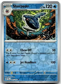 Sharpedo 043/162 Uncommon Temporal Forces Pokemon Shinji Kanda Reverse Holo NM - Image 1