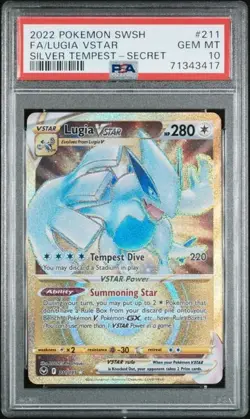Pokemon Tempesta d'argento 2022 Lugia Vstar Full Art Secret #211 PSA 10 - Image 1