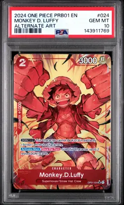 2024 ONE PIECE PRB01-PREMIUM BOOSTER #024 MONKEY D. LUFFY ALT ART PSA 10 - Image 1