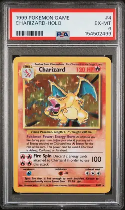 Pokemon TCG Charizard Base Set 4/102 Holo Unlimited Holo Rare - PSA 6 - Image 1