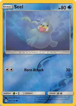 Seel 44/214 Common Unbroken Bonds Pokemon Reverse Holo Near Mint - Image 1