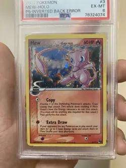 Pokemon Pop Series 5 Mew Holo PSA INVERTED BACK/HOLO BLEED DOUBLE ERROR Face 🌀 - Image 3