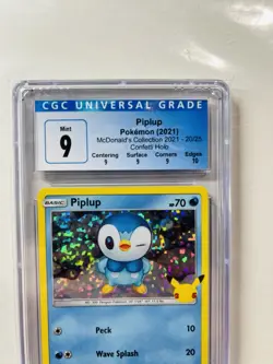 Pokemon Piplup McDonald's Collection 2021 Confetti Holo CGC 9 Mint Graded - Image 4