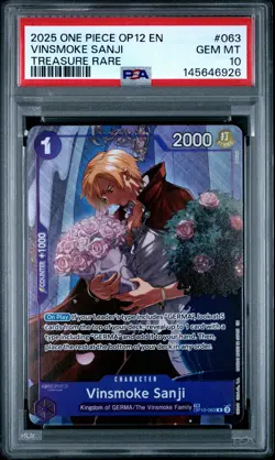 2025 ONE PIECE OP12-LEGACY OF THE MASTER TREASURE RARE VINSMOKE SANJI PSA 10 - Image 1
