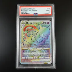 PSA 9 Mewtwo Vstar 079/078 Pokemon Go Full Art Rainbow Graded Pokemon Card - Image 1