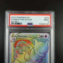 PSA 9 Mewtwo Vstar 079/078 Pokemon Go Full Art Rainbow Graded Pokemon Card - Image 2