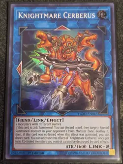Yugioh Knightmare Cerberus FLOD-EN045 Super Rare NM 1st Edition - Image 1