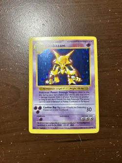 Pokemon TCG Alakazam 1/102 Base Set Holo Rare LP - Image 2