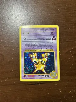 Pokemon TCG Alakazam 1/102 Base Set Holo Rare LP - Image 3