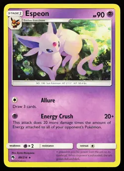 Espeon 89/214 Regular Rare Lost Thunder Pokemon Card - Image 1