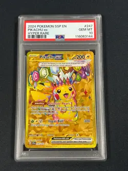 Pokemon TCG Pikachu ex Gold Full Art 247/191 - PSA 10 - Surging Sparks - Image 1