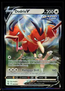2021 Sword & Shield - Fusion Strike Dodrio V #201 Ultra Rare Holo Pokemon Card - Image 1