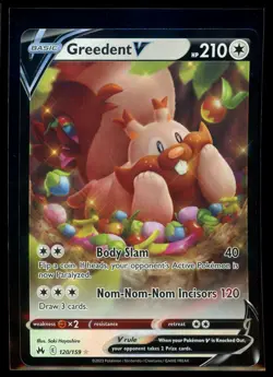 2023 Sword & Shield - Crown Zenith Greedent V #120 Ultra Rare Holo Pokemon Card - Image 1