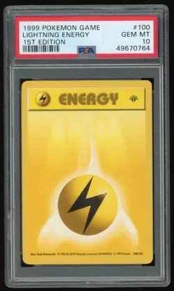 PSA GEM MINT 10 1st Edition Pokemon Base Set Shadowless Lightning Energy 100 ⭐ - Image 1