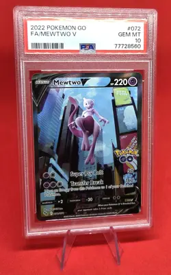 2022 POKEMON GO #072 FULL ART/MEWTWO V PSA 10 GEM MT - Image 1